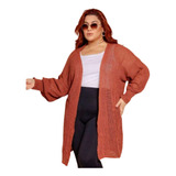 Cardigã Kimono Feminino Tricô Plus Size Manga Longa Inverno