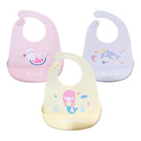 Set 3 Babero Silicona Ajustable Impermeable Recibidor Bebe 