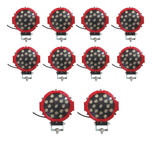 Kit X 10 Faros Proyector 17leds 12/24v 51w 3700lm Spot 30°