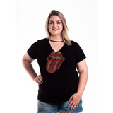 Plus Size Roupa Camiseta  Rolling Stones Promoção Lançamento