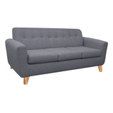 Sillon Sofa 3 Cuerpos Retro Nordico Placa Soft Lino Premium