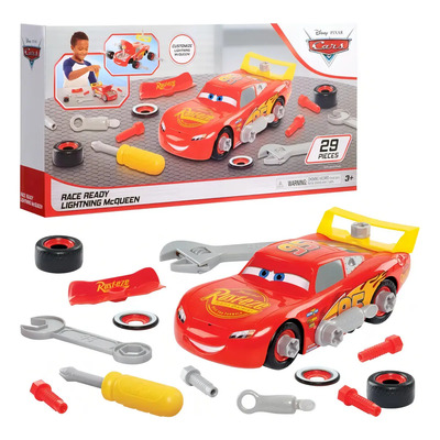 Disney Cars Rayo Mcqueen Armable Construye Race Ready Color Rojo | Envío gratis