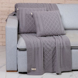 Kit Manta Sofa Tricot 150x90cm Decorativa + 2 Capas Florença