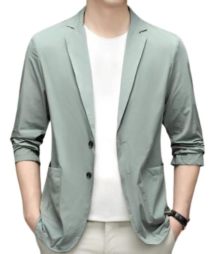 Blazer Trajes Saco Seda De Hielo Casual Delgado Para Hombre