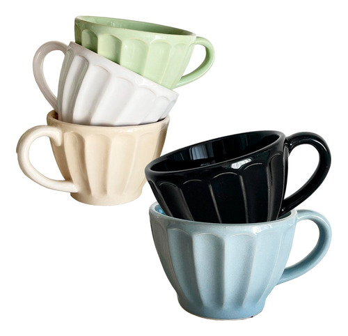 Set X4un Taza Cafe Te Ceramica Chica Vintage Vainilla 300ml