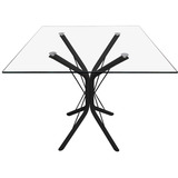 Mesa Jantar 90cm Quadrada Vidro Temperado Base Ana Metal Np Cor Da Tampa Transparente Cor Dos Pés Preto