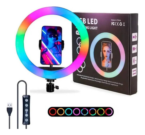 Aro Luz Rgb Led Mj26 Celular 30cm Selfie Tiktok