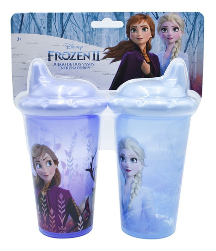 Set 2 Vasos Entrenadores Frozen Disney Biberon 350ml Color Rosa