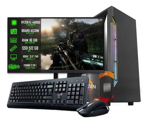 Torre Gamer Rgb Cpu Amd Ryzen 5 + Memoria + Sdd + Radeon @pd