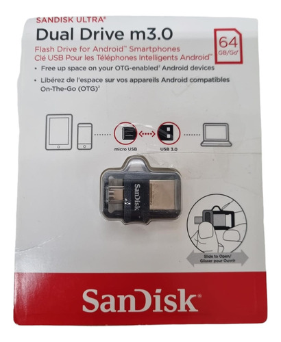 Pendrive Sandisk Ultra Dual Drive M3.0 64gb Reacondicionado.