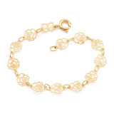 Pulseira Rommanel Folheado Ouro Infantil Rosas Vazadas Lindo Comprimento 14 Cm Cor Dourado Diâmetro 14 Cm