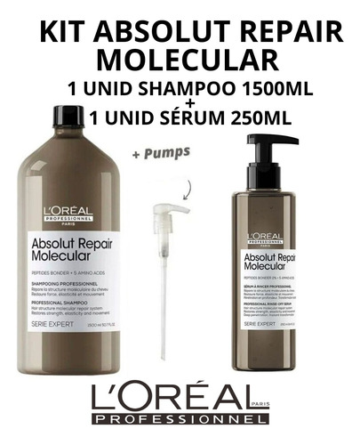 Kit Loreal Absolut Repair Molecular Sh 1500ml + Sérum 250ml