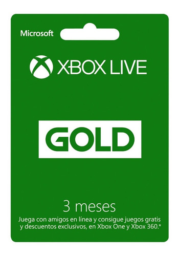 Membresia Xbox Live Gold 3 Meses - Xbox 360 - One