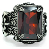 Anillo Hombre Acero Inoxidable Pidra Roja Suerte Elegante