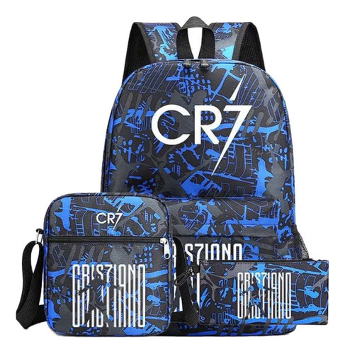 3piezas Mochilas De Cristiano Ronaldo 7 2023 New Black