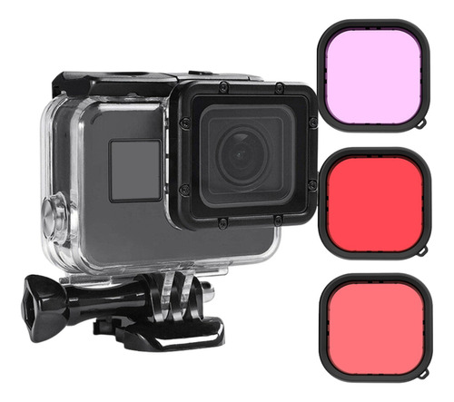 Caixa Estanque Para Gopro Hero 7 + Kit 3 Filtros Mergulho