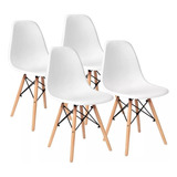 Set X4 Silla Comedor Eames Negra Color De La Estructura De La Silla Blanco