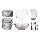 Set Vajilla Completa 6 Personas Plato Vaso Cubierto 44pza Rt