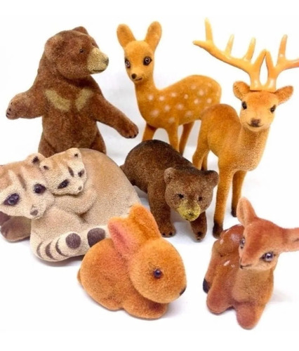 Ciervo Bambi Oso Conejo Ardilla Mapache Animales Bosque X 8