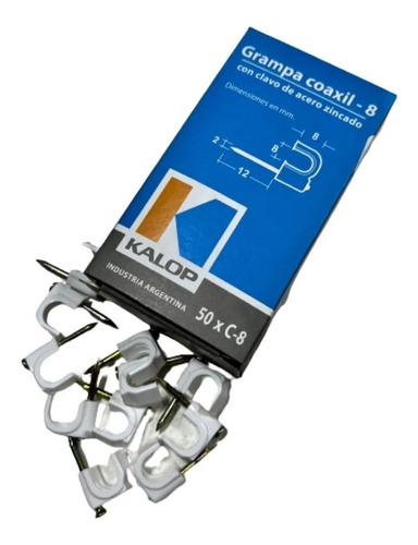 Grampas Sujeta Cable N° 8 Cable Coaxil Pack X10 Cajas Kalop