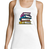 Musculosa Mujer Libros Colores Azul Amarillo Violeta