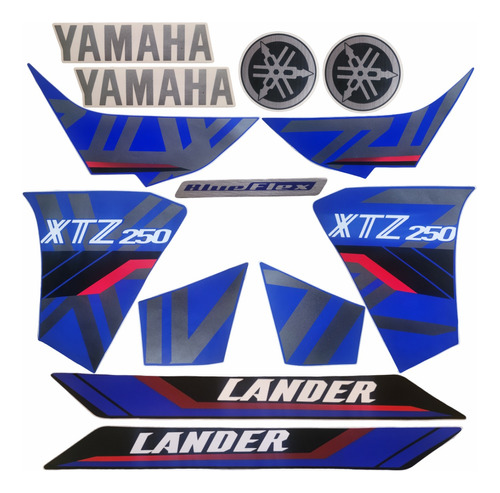 Kit Jogo Faixa Adesivo Xtz Lander 250 2020 Moto Azul