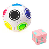 Cubo Infinito + Bola Mágica Rainbow Ball Fidget Popit Oferta