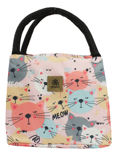 Lonchera Bolsa Termica Bolita Aislamiento Frio Y Calor Grace Color Rosa Gato Bg010-a