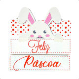 Placa Decorativa 3 Partes Feliz Pascoa Coelhinho Eva Mdf