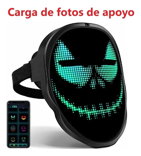 Máscara Led Terror Bluetooth Con Luz Led Para Fiesta De Hall