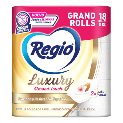 Pack X18 Rollos Papel higiénico Regio Luxury Almond Touch | MercadoLibre