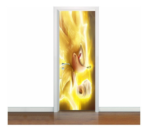 Adesivo Decorativo De Porta Sonic Dourado Super Sonic (cd01)