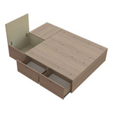 Cama Con Cajones Box Base Somier 2 Plazas Todos Los Colores