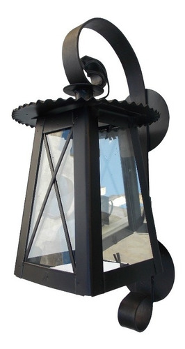 Farol Exterior De Pared Colgante Colonial Hierro C/sombrero 