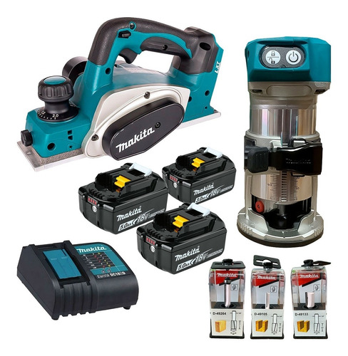 Kit Carpintero Makita Router Y Cepillo Inalambrico 18v 