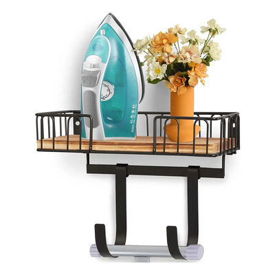 Soporte de Plancha Dilimi IRIS Pared Madera Negro Marrón con Portaplancha | MercadoLibre