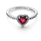 Anillo Corazón Nivelado Rojo Brillante Pandora Ale 925