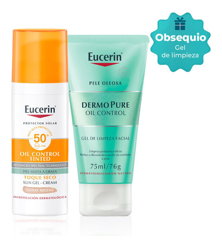 Eucerin Sun Toque Seco Color Medio Fps 50+ 50 Ml + Obsequio