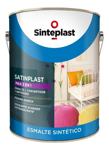 Esmalte Sintético Sinteplast Max 3 En 1 Satinplast 1 L Color Blanco