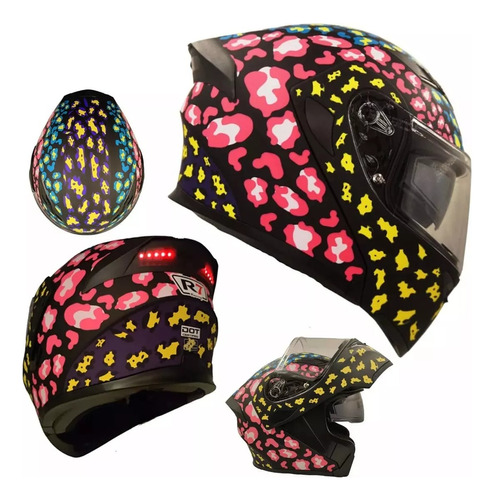 Casco Moto Abatible Mujer Certificado Dot Con Luz Ld Tigresa