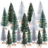 18pcs Miniature Pine Trees Sisal Trees With Wood Base C...