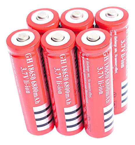 Kit 06 Baterias 18650 3.7v 4800mah Recarregável Lanterna Led