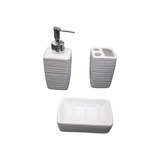 Set De Baño X3 Piezas Cerámica Dispenser Jabonera Master