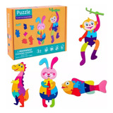 Juguete De Madera Rompecabezas Caja 3 Puzzles