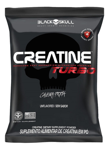 Suplemento Em Pò Monohidratada Turbo Refil 1kg  Black Skull Without Flavor Black Turbo