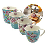 Set X4 Tazas Con Asa Decoradas Desayuno Cafe Te Cocina 