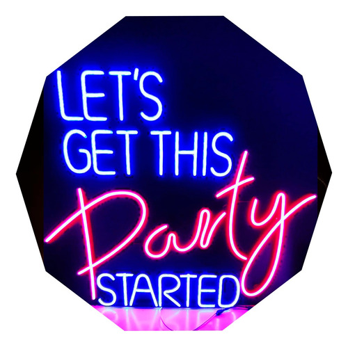 Cartel Let's Party Started Neón Led / Flex -eventos