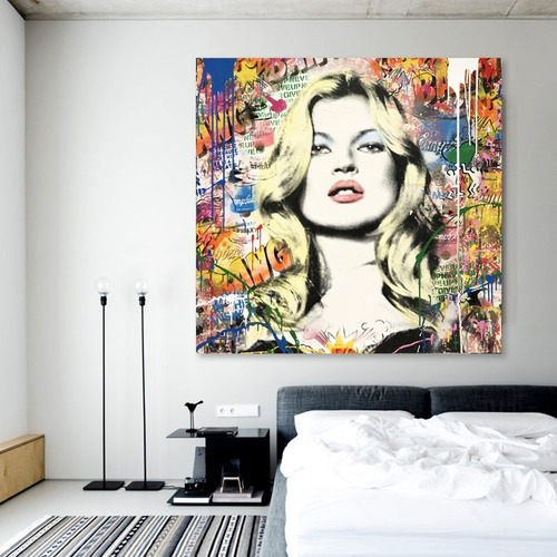 Cuadro Canvas Grafitti Arte Banksy Brainwash Kate Moss