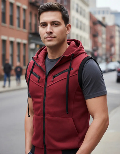 Chalecos Para Hombre Casual Chaqueta Sin Mangas Con Capucha | Meses sin interés