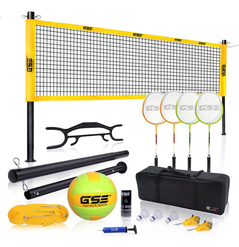 Gse Portable Badminton Volleyball Combo Set For Backyard  Aa